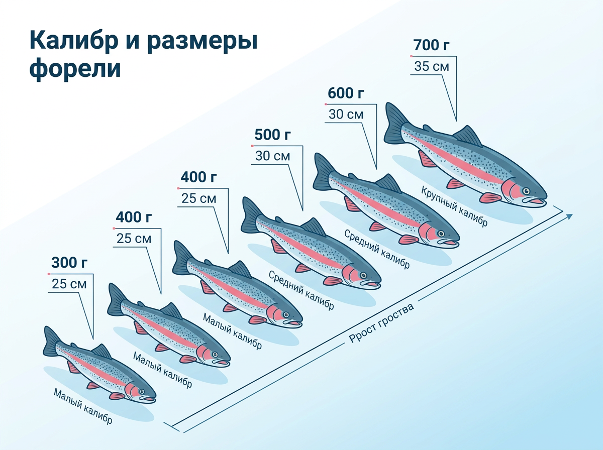 Радужная форель и размерный стандарт - как достигается одинаковый калибр