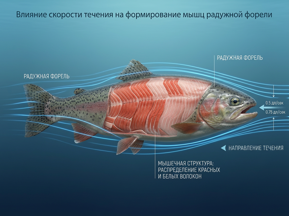Радужная форель - как течение меняет мышцы
