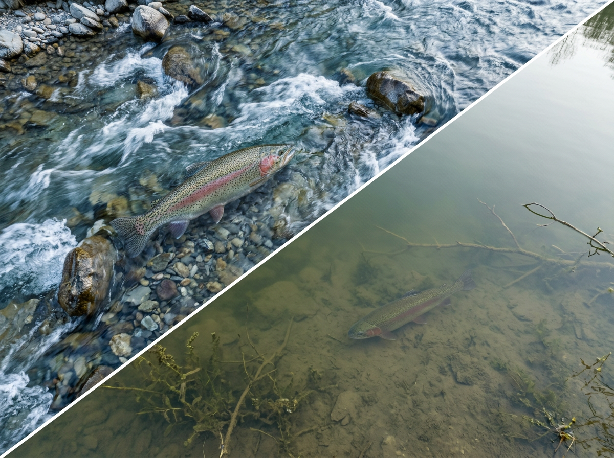 Радужная форель зависела от движения воды больше, чем от самой воды